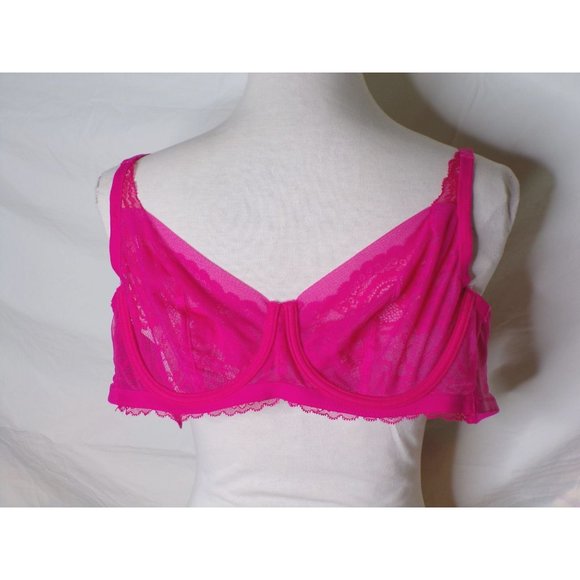 SKARLETT BLUE Minx Lace Unlined Underwire Demi Bra Bright Pink 32D NEW - Picture 8 of 8